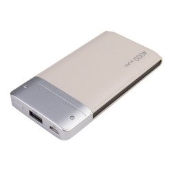 4000 mAh Leather Style Ultra Compact Portable Charger External Battery Power Bank (Gold)